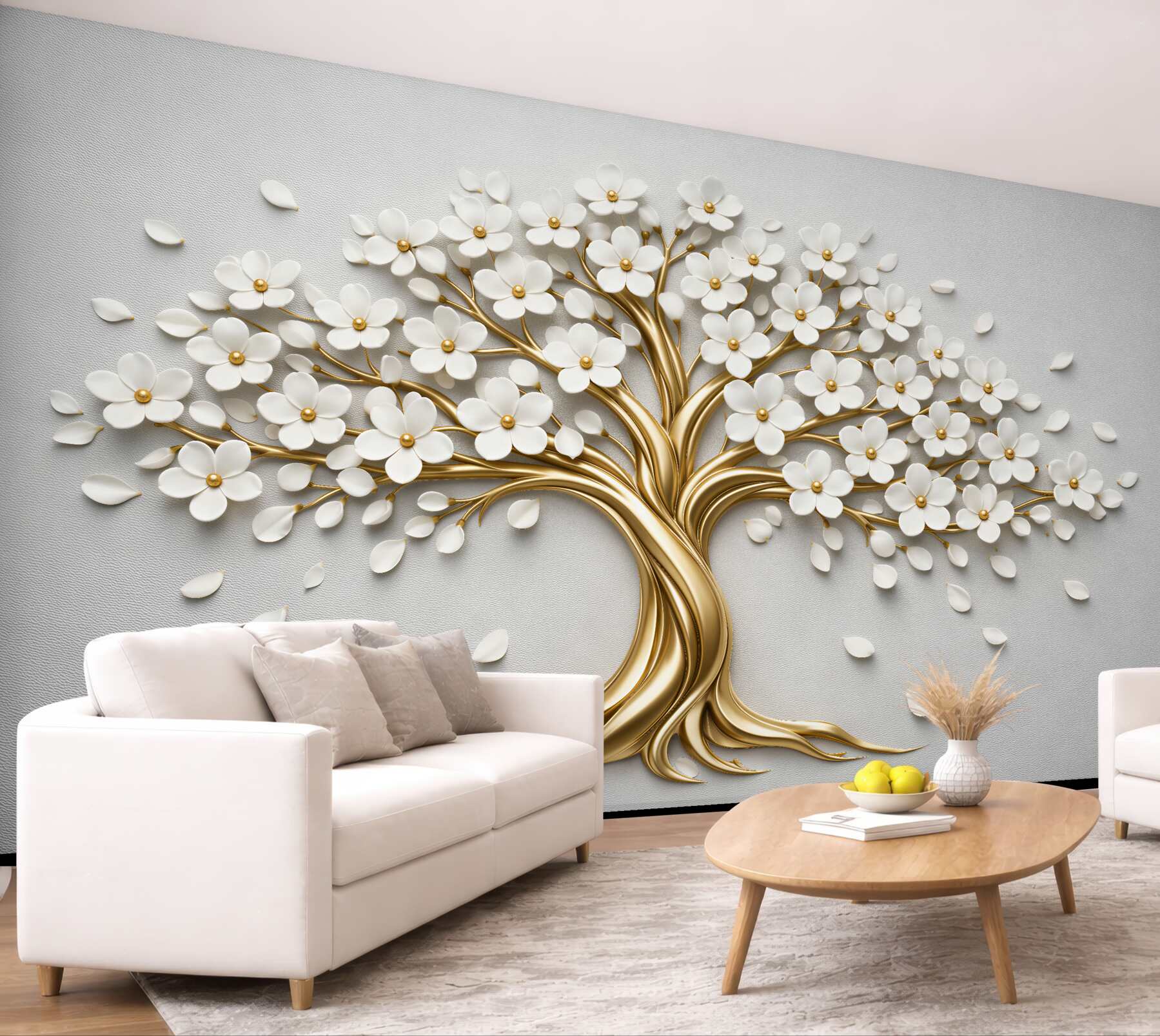 Fototapeten Eleganter Baum aus Blumen