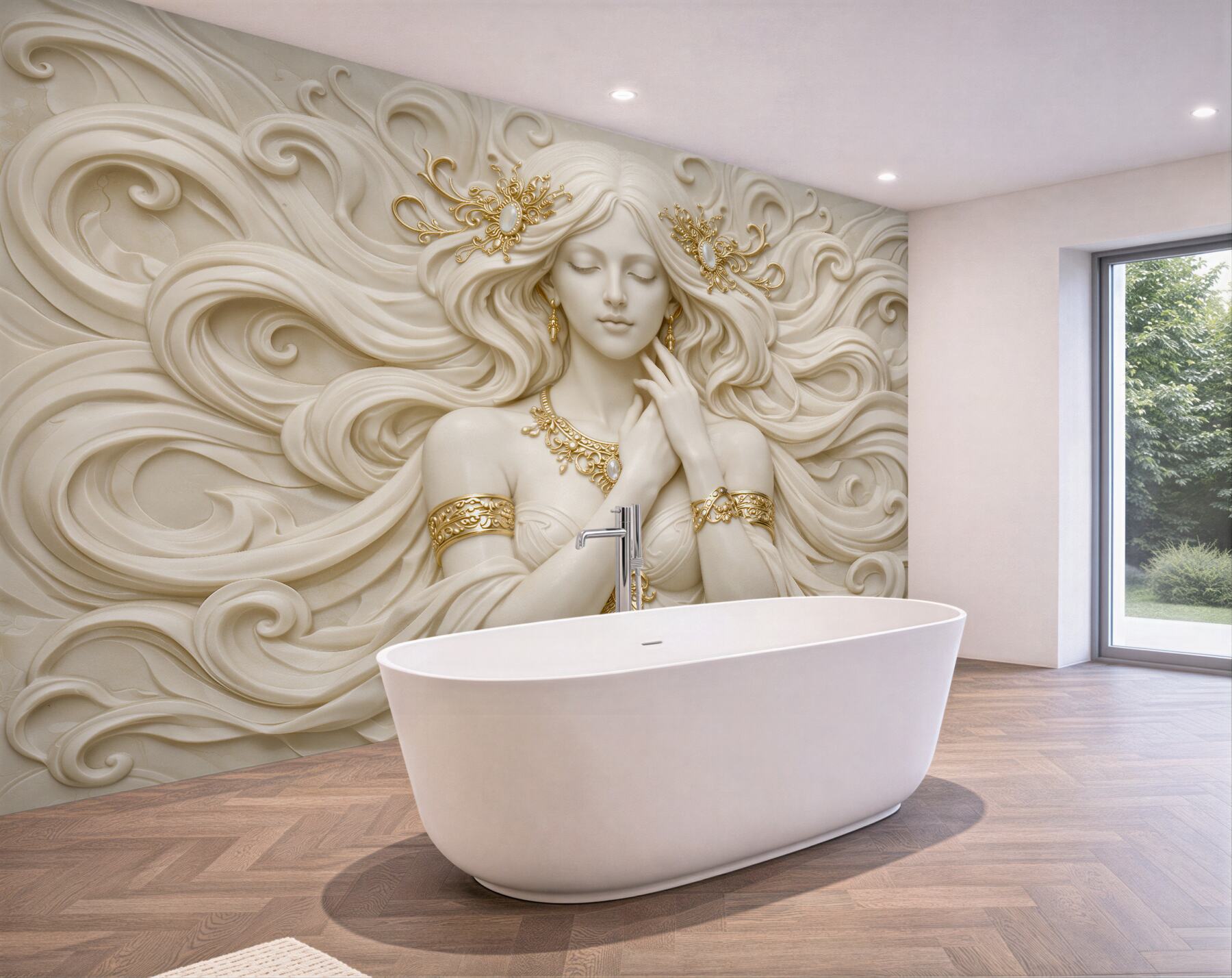Fototapeten Goldene Dame im Relief