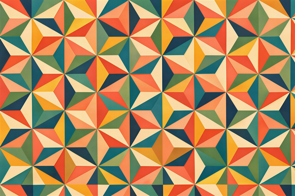 Fototapeten Retro geometrisches Farbmosaik