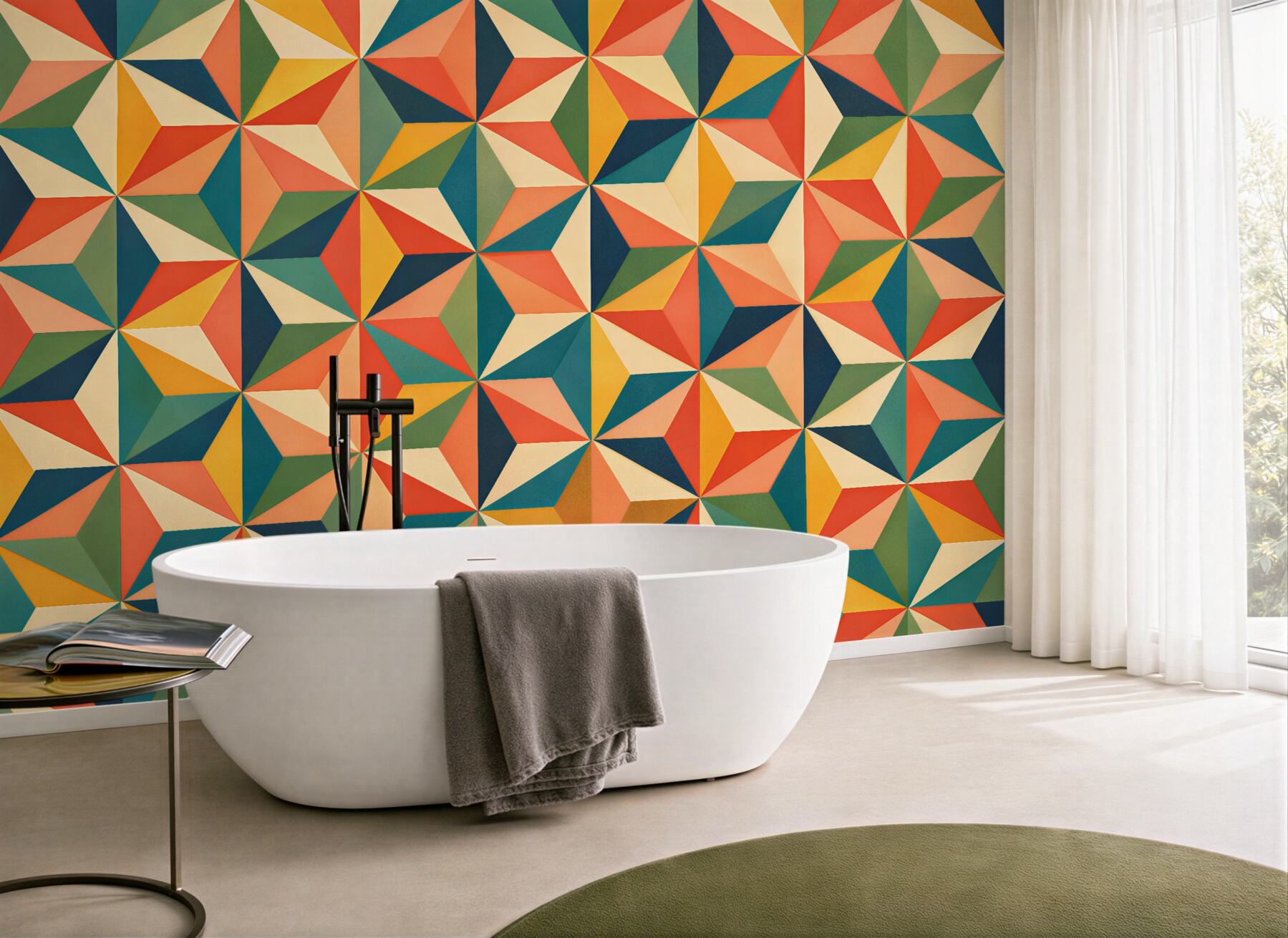 Fototapeten Retro geometrisches Farbmosaik