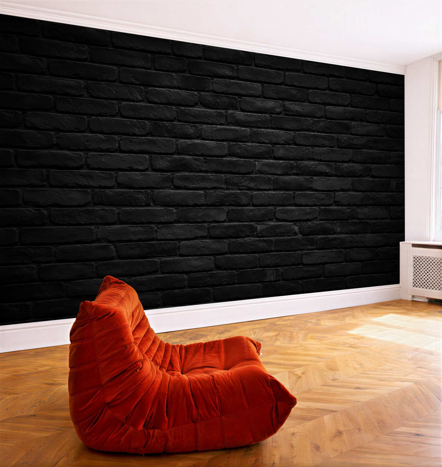 Fototapeten Dunkle Backsteinwand im Loftstil