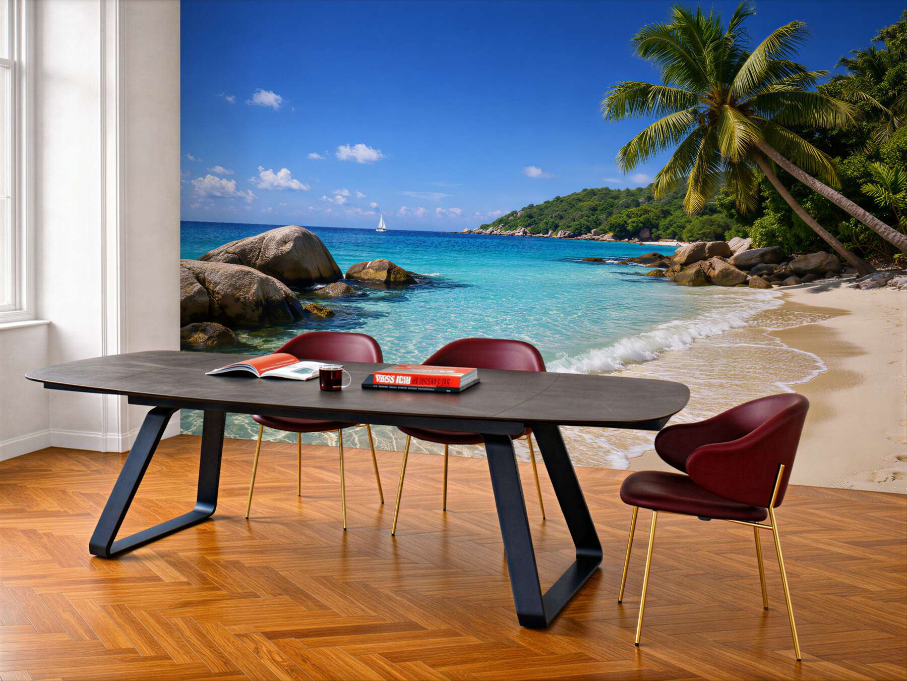 Fototapeten Tropischer Strand mit Palme