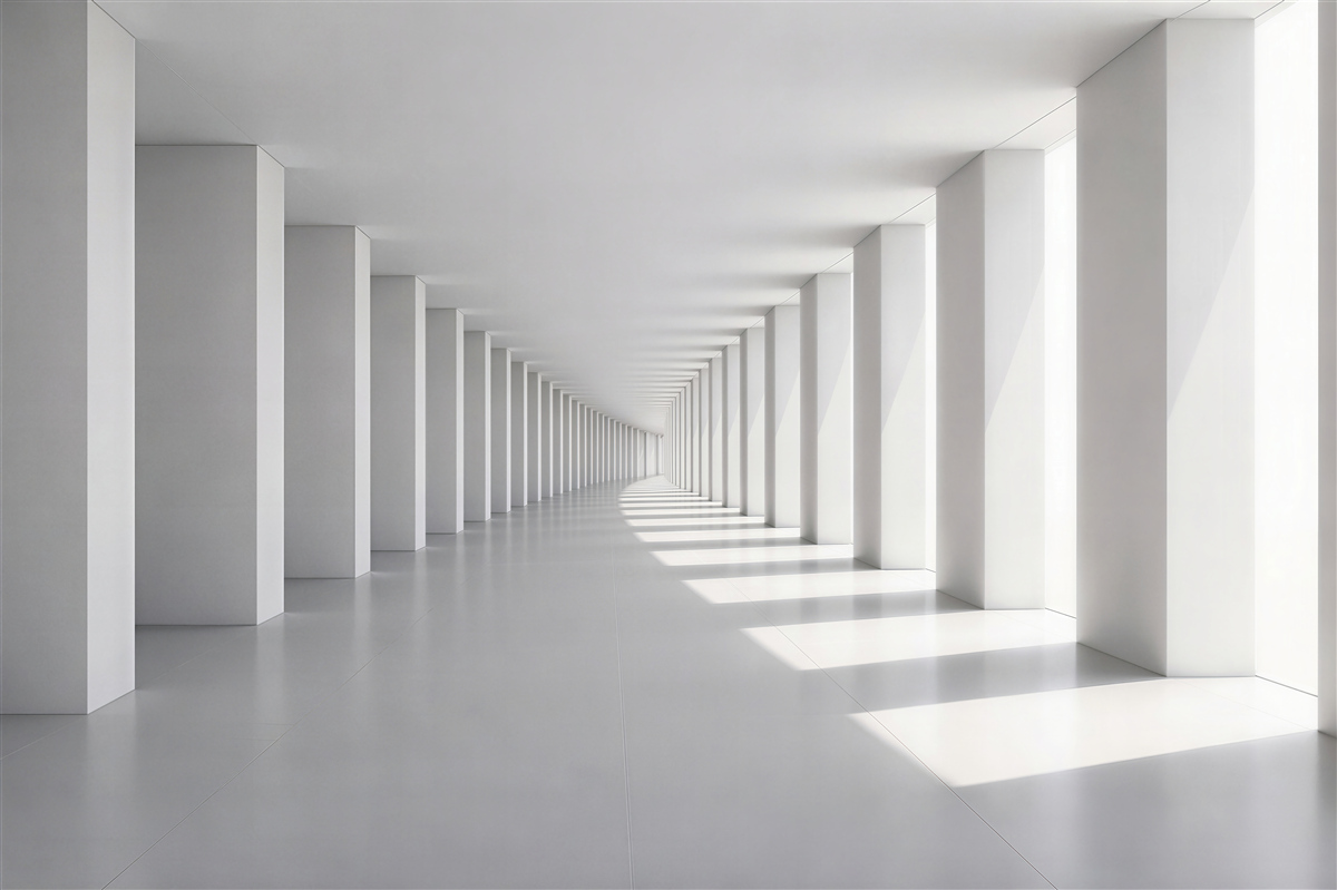 Fototapeten Weißer Tunnel aus Licht und Perspektive