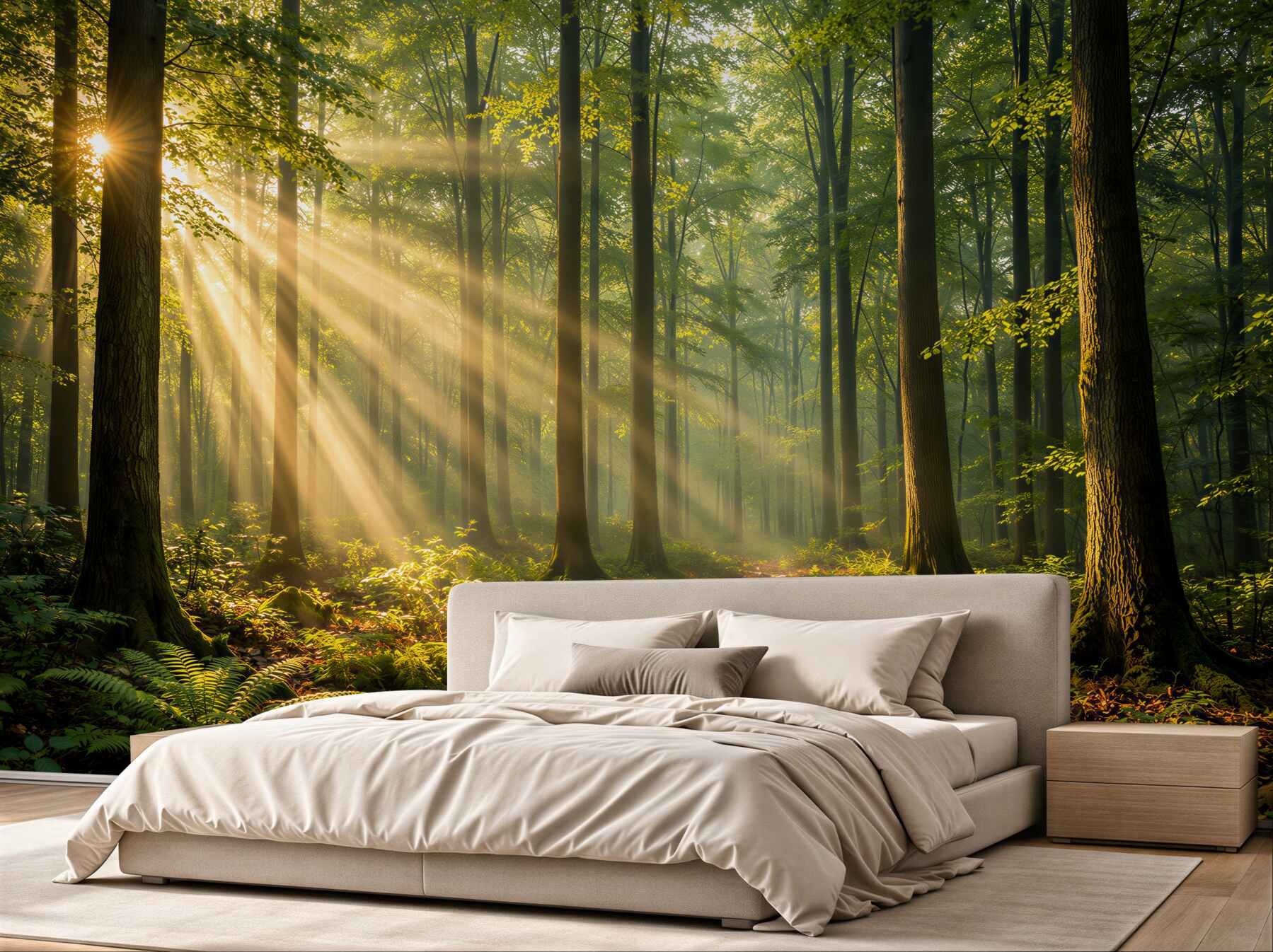 Fototapeten Sonniger Wald am Morgen