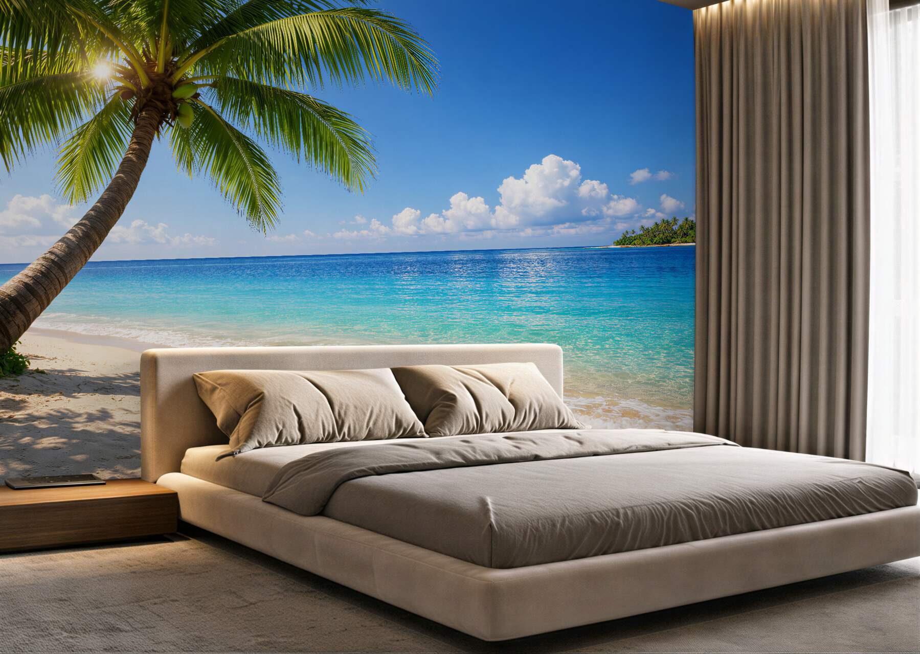 Fototapeten Paradiesischer Strand mit Palme