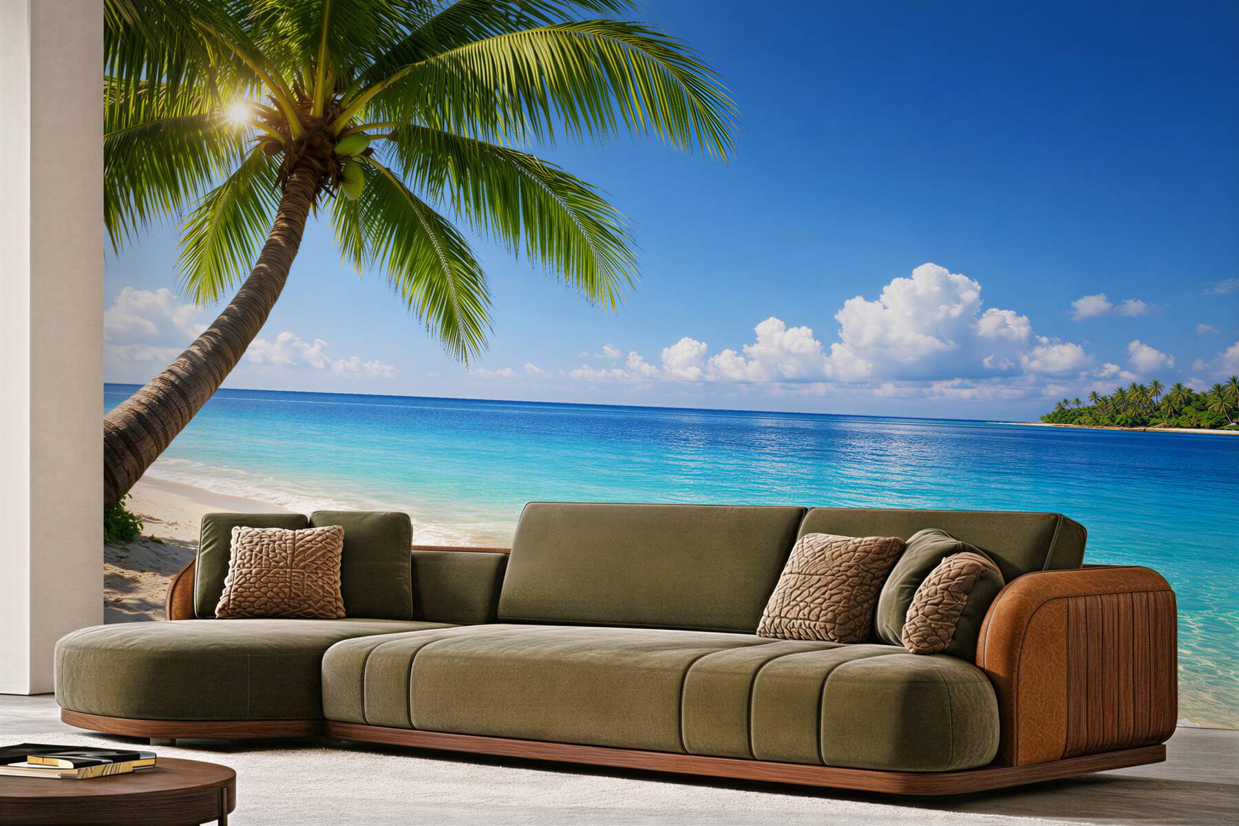 Fototapeten Paradiesischer Strand mit Palme