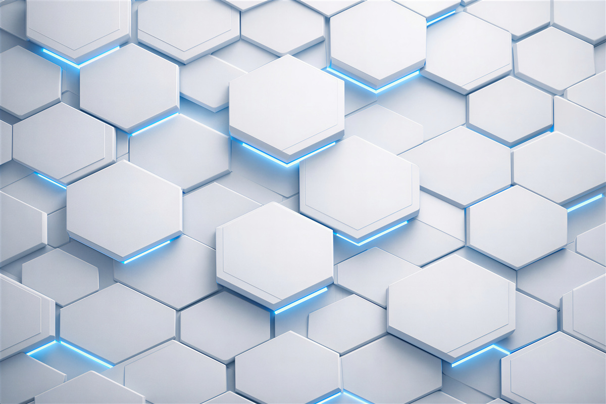 Fototapeten Futuristische Hexagone mit Blau