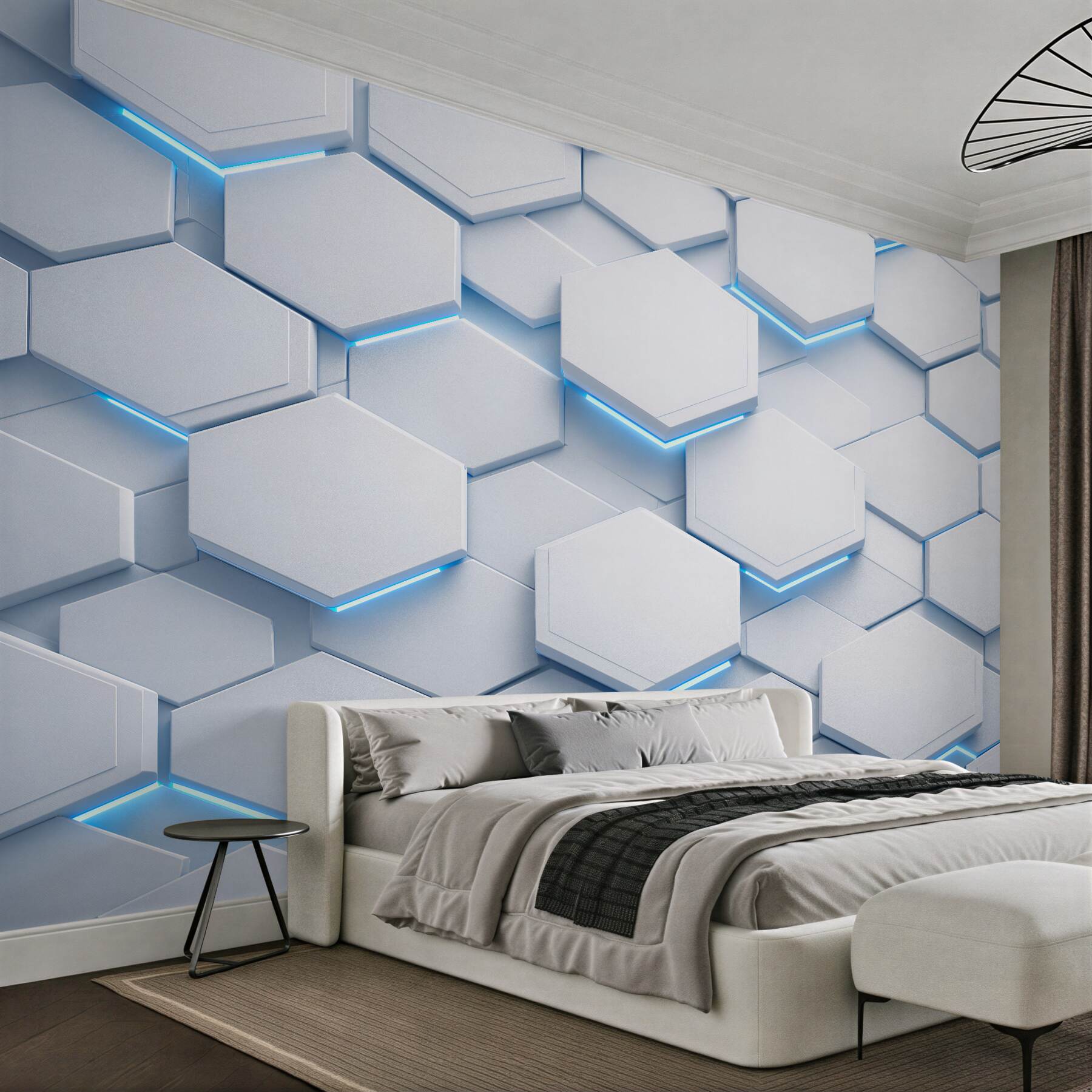Fototapeten Futuristische Hexagone mit Blau