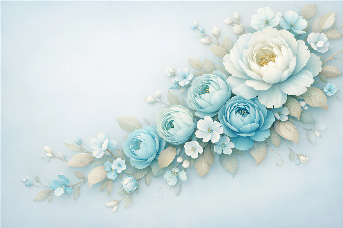 Fototapeten Blaue Blumen in eleganter Optik