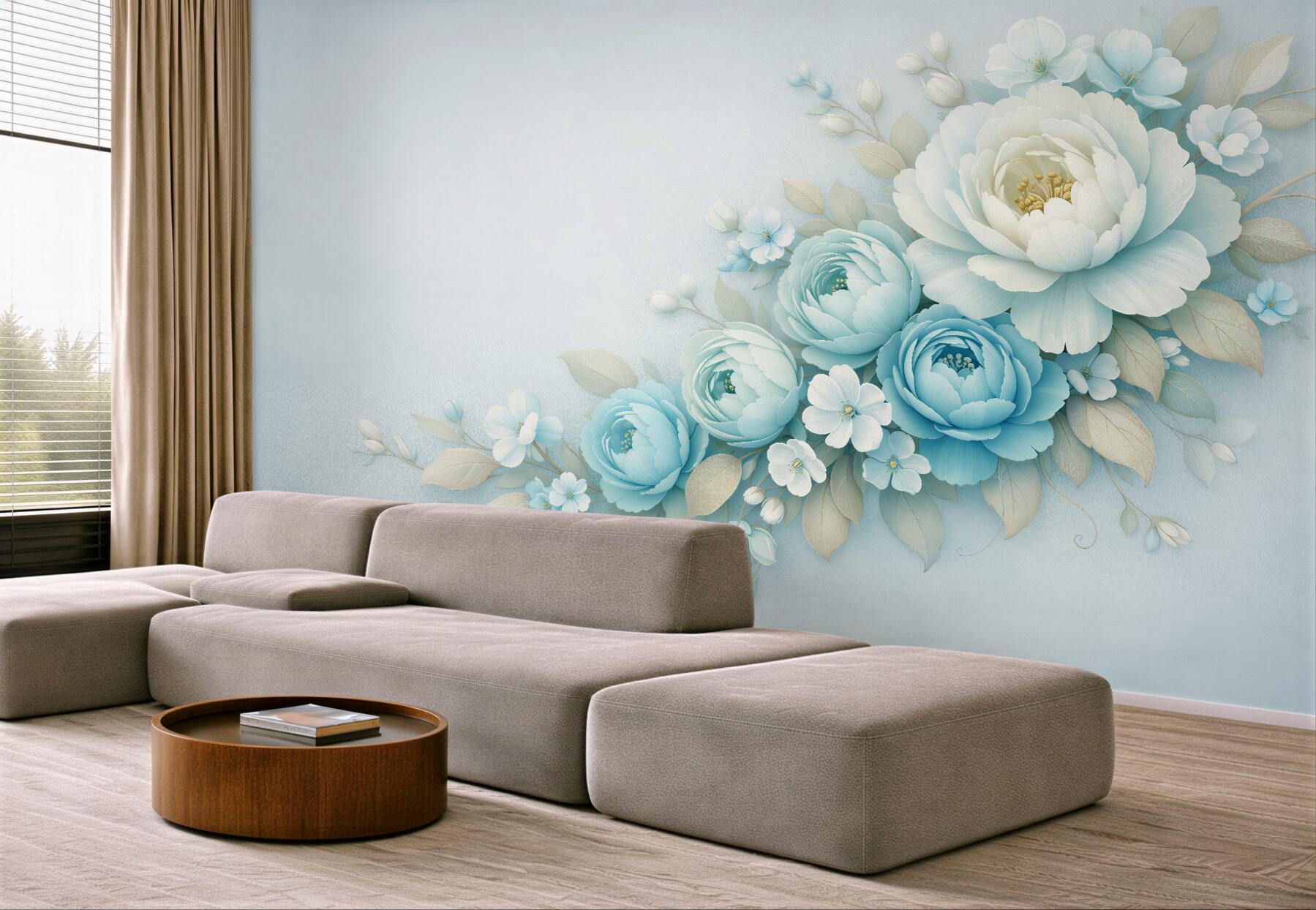 Fototapeten Blaue Blumen in eleganter Optik