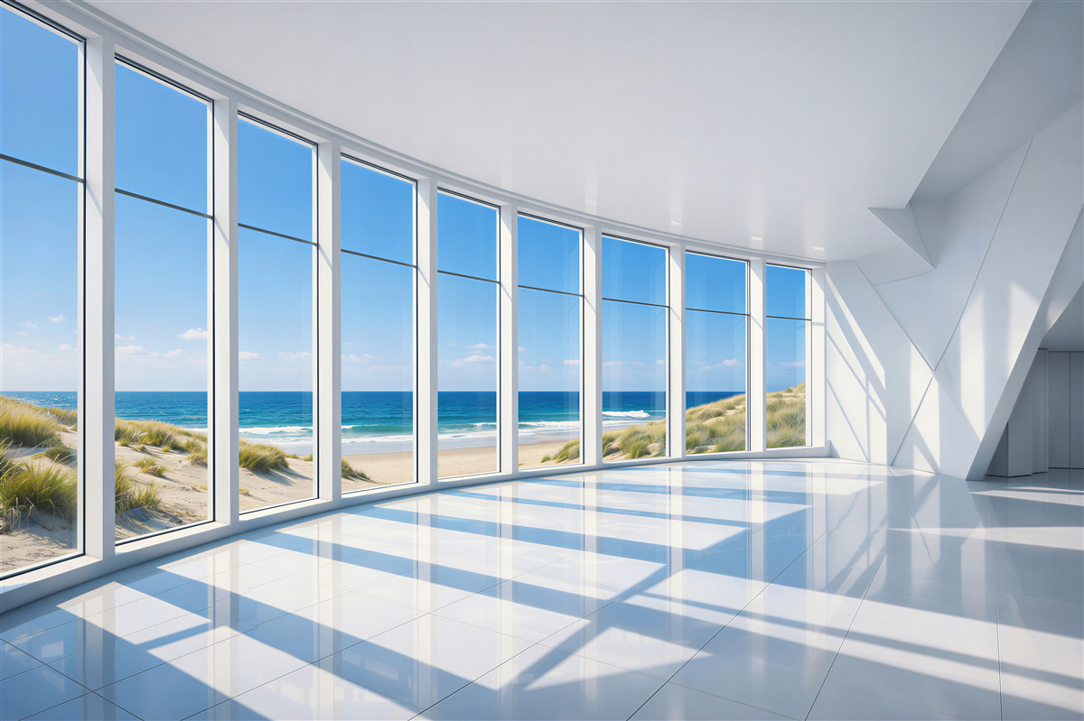 Fototapeten Panoramafenster mit Blick auf den Strand
