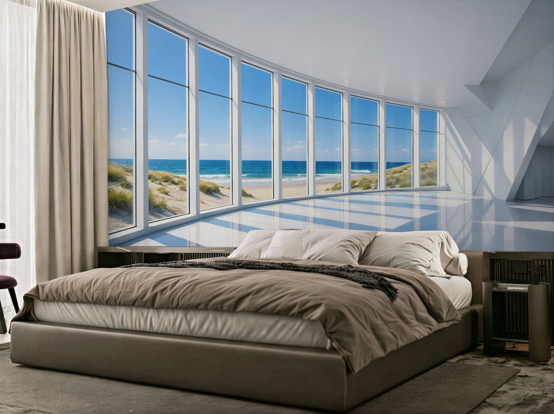 Fototapeten Panoramafenster mit Blick auf den Strand