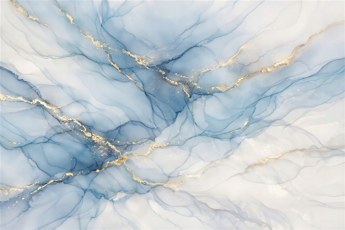 Fototapeten Blaue Abstraktion mit goldenen Adern