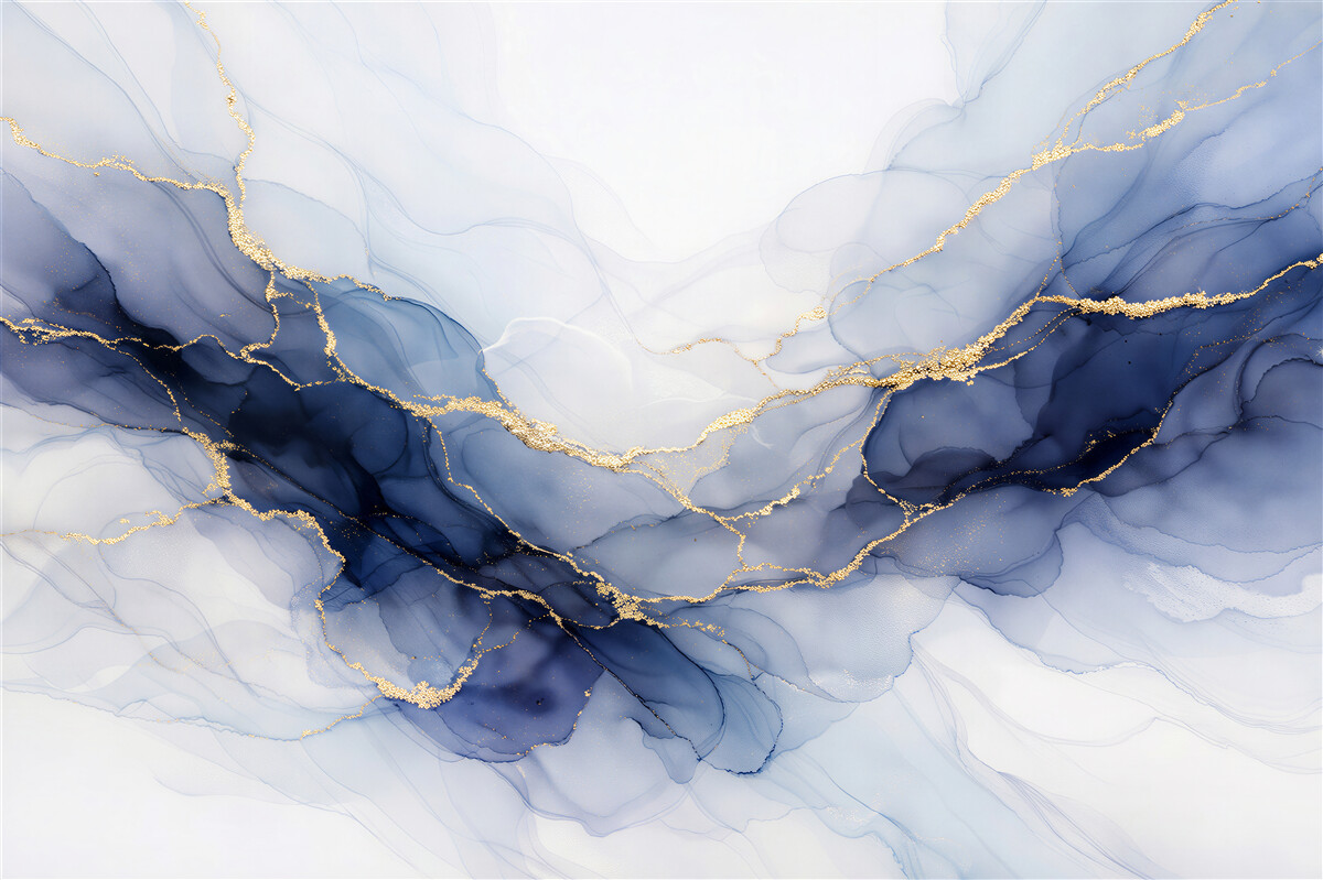 Fototapeten Marineblauer Nebel mit goldenen Schlieren