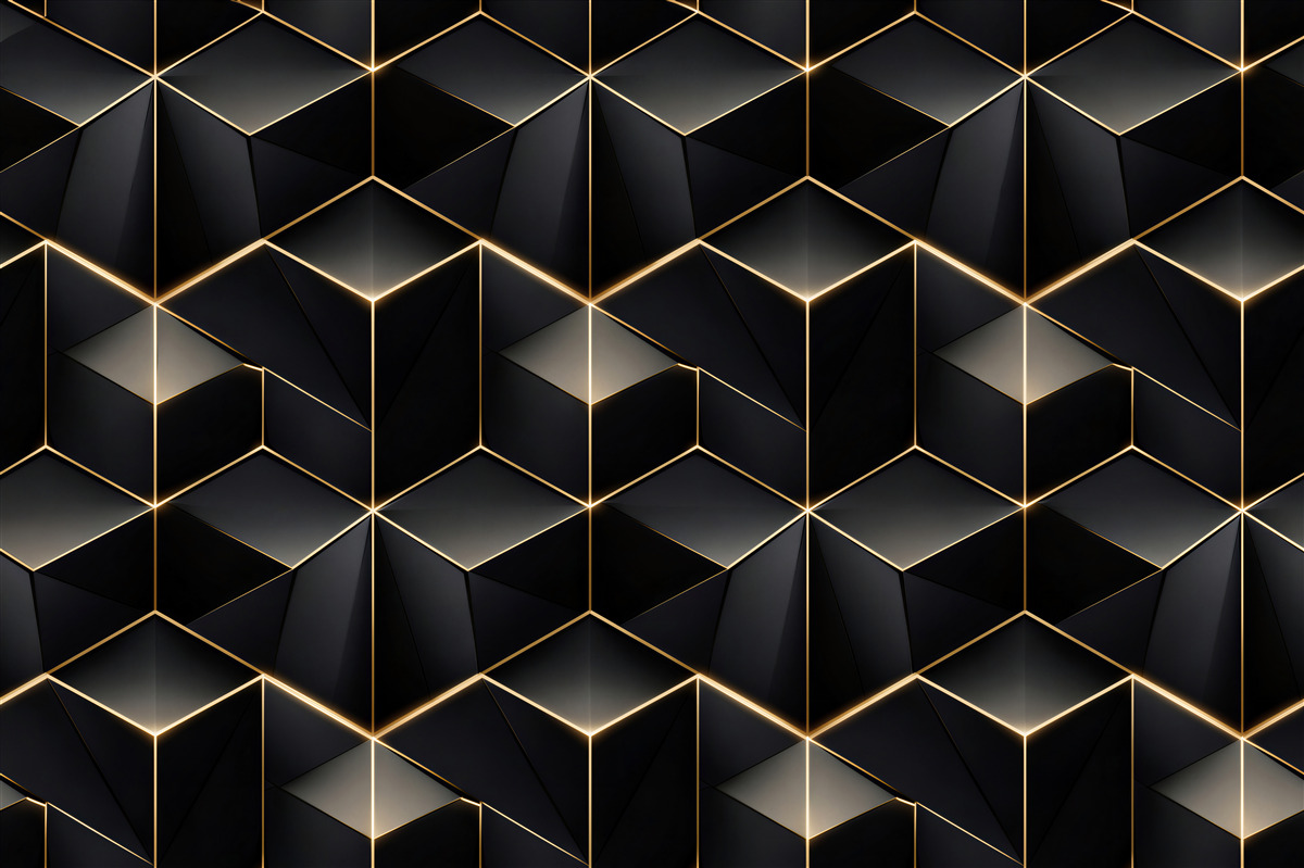 Fototapeten Goldene geometrische 3D-Würfel