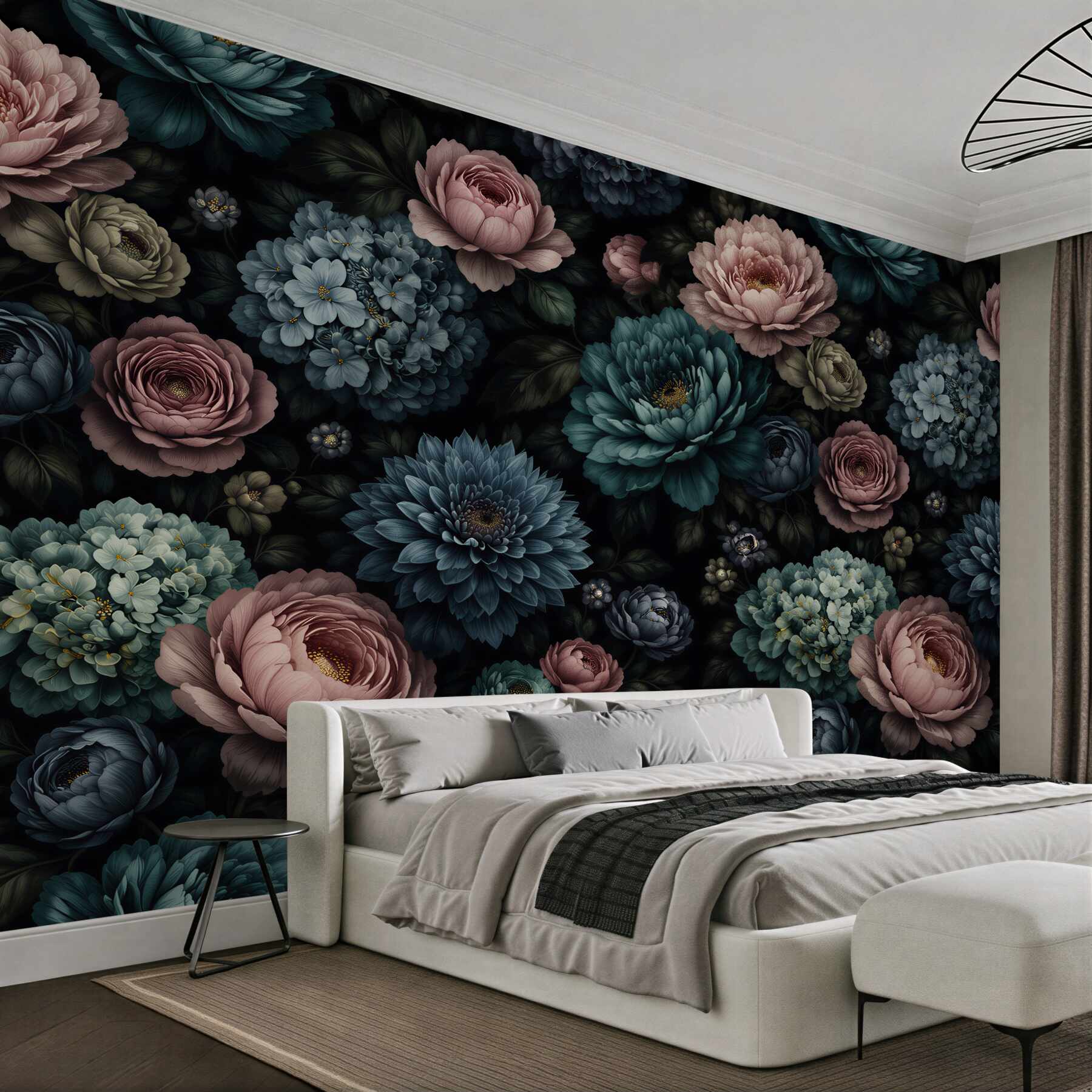Fototapeten Elegante Blumen auf dunklem Hintergrund