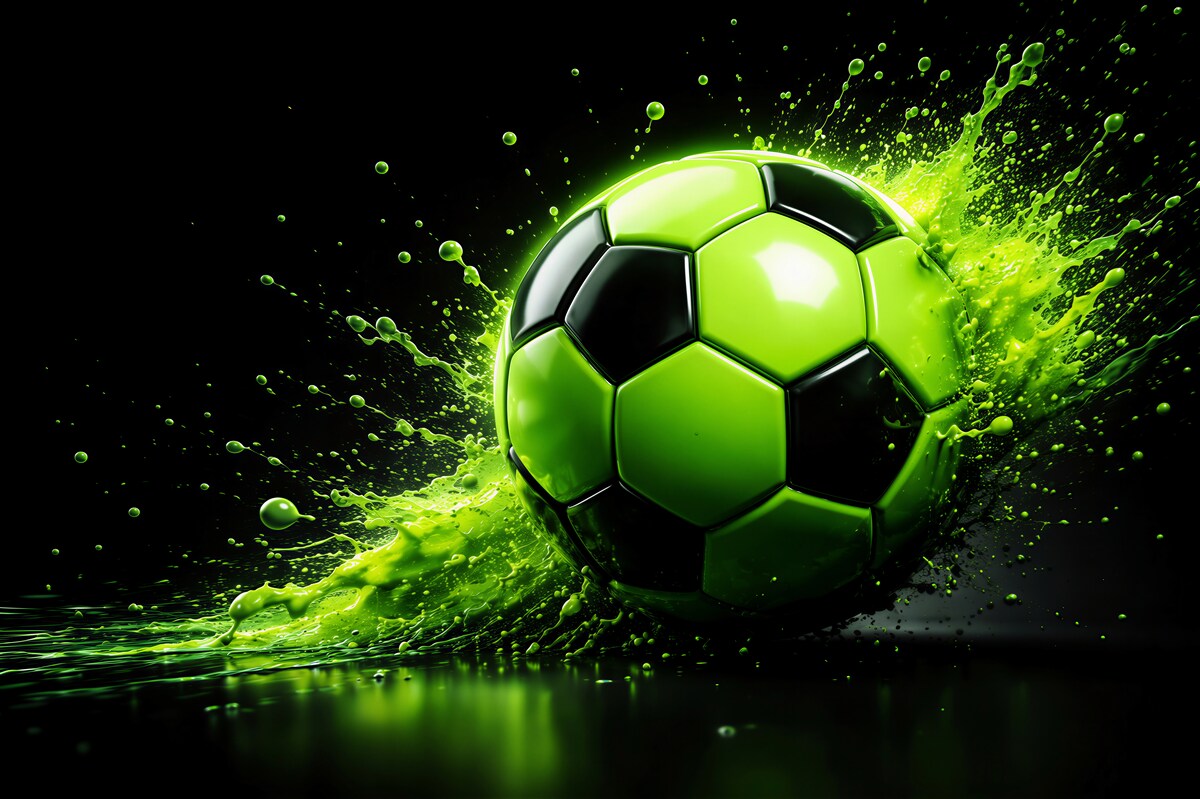 Fototapeten Grüner Ball in Farbexplosion