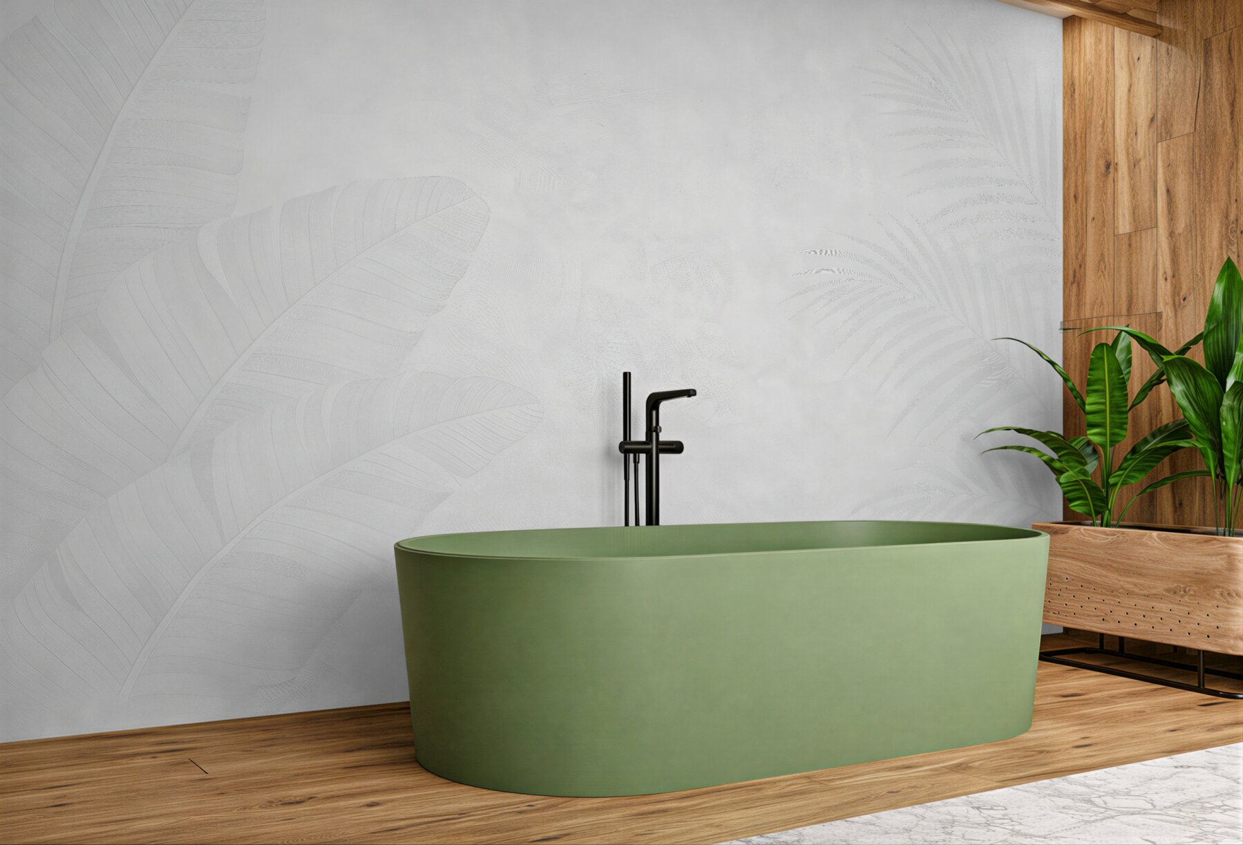 Fototapeten Subtile Blätter in hellem Beige