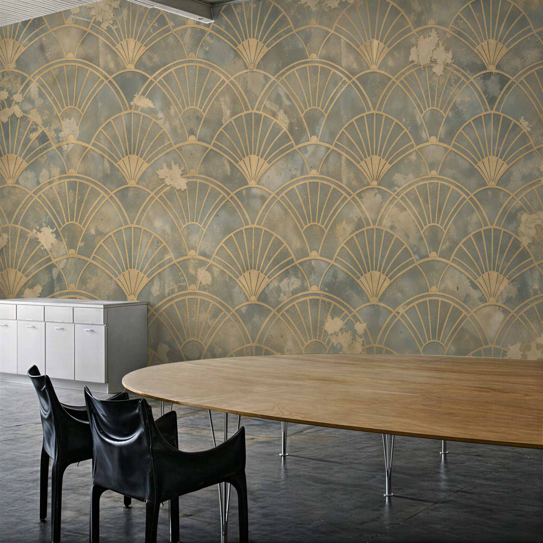 Fototapeten Goldene Fächer im Art-Déco-Stil