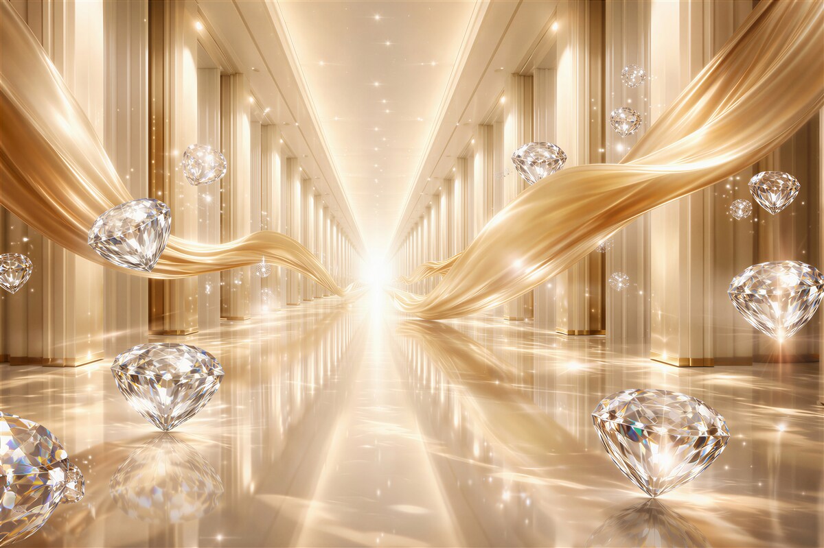 Fototapeten Goldener Korridor mit Diamanten