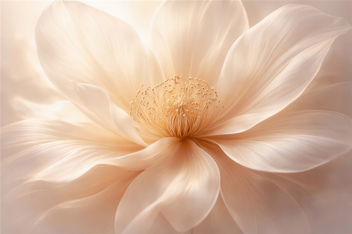 Fototapeten Seidige Blume in pastelligem Glanz