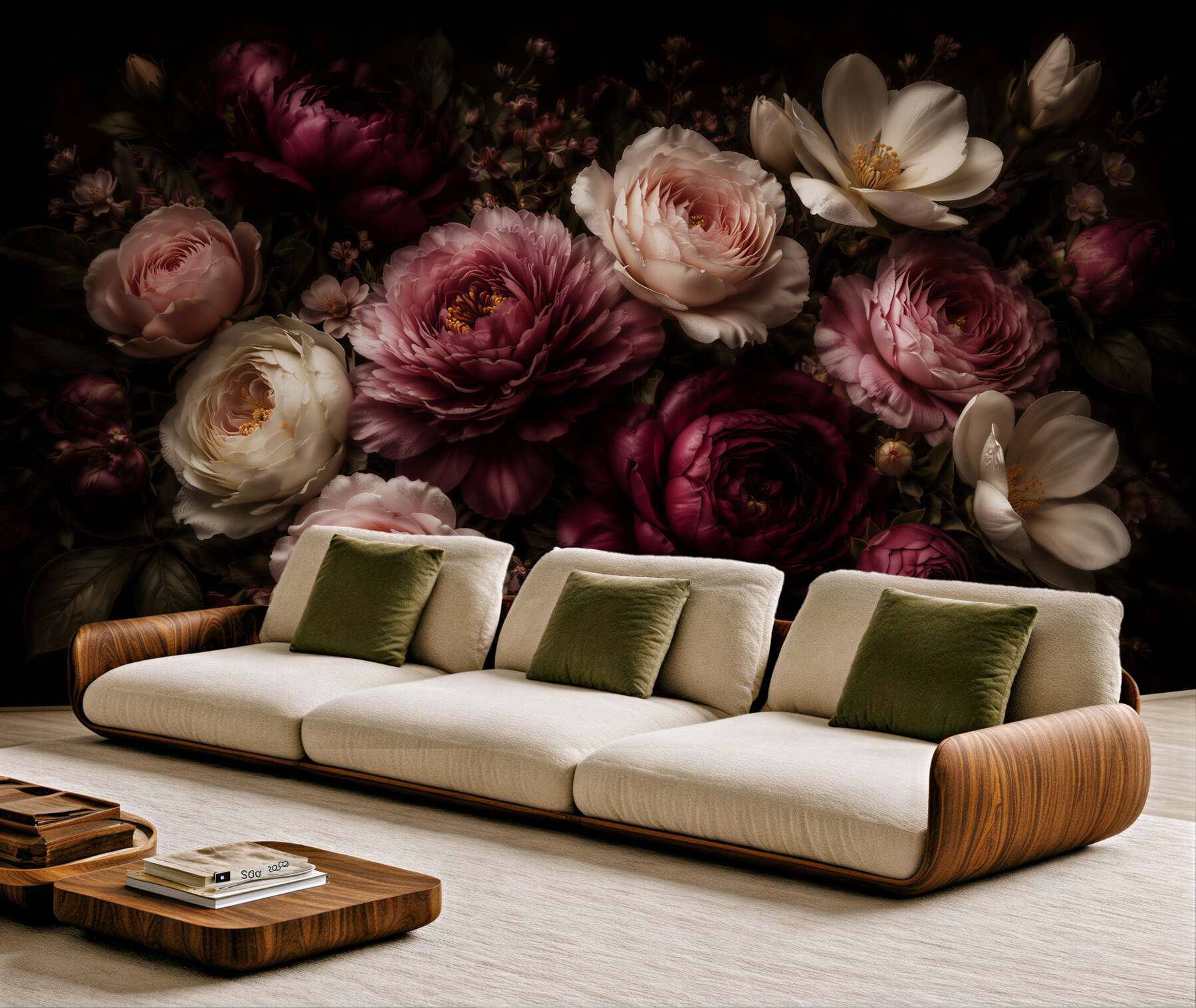 Fototapeten Dunkle Blumen in elegantem Glanz