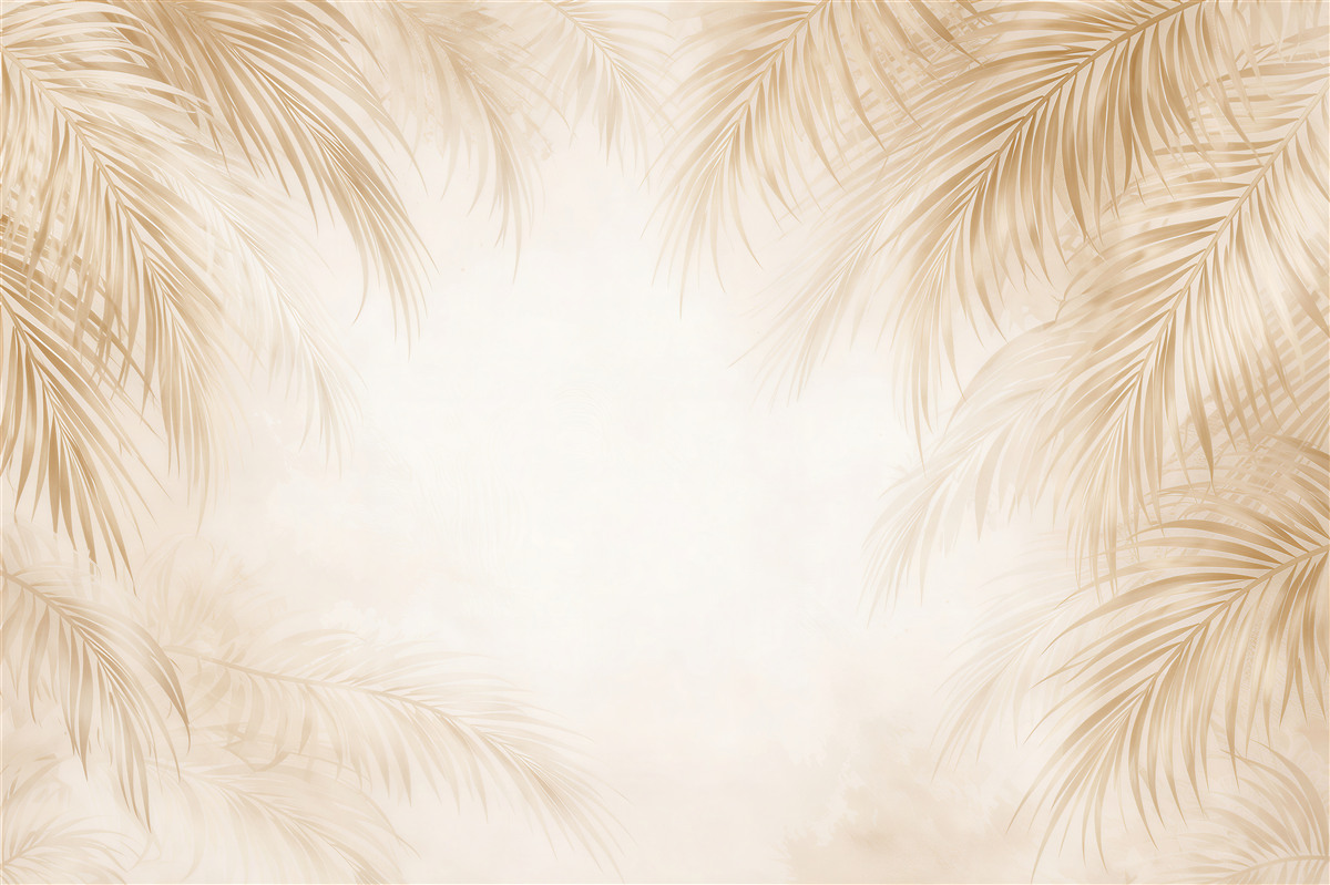 Fototapeten Goldene Palmblätter in Beige