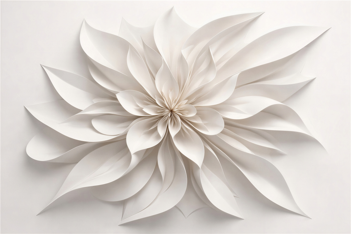 Fototapeten Cremefarbene Papierblume 3D