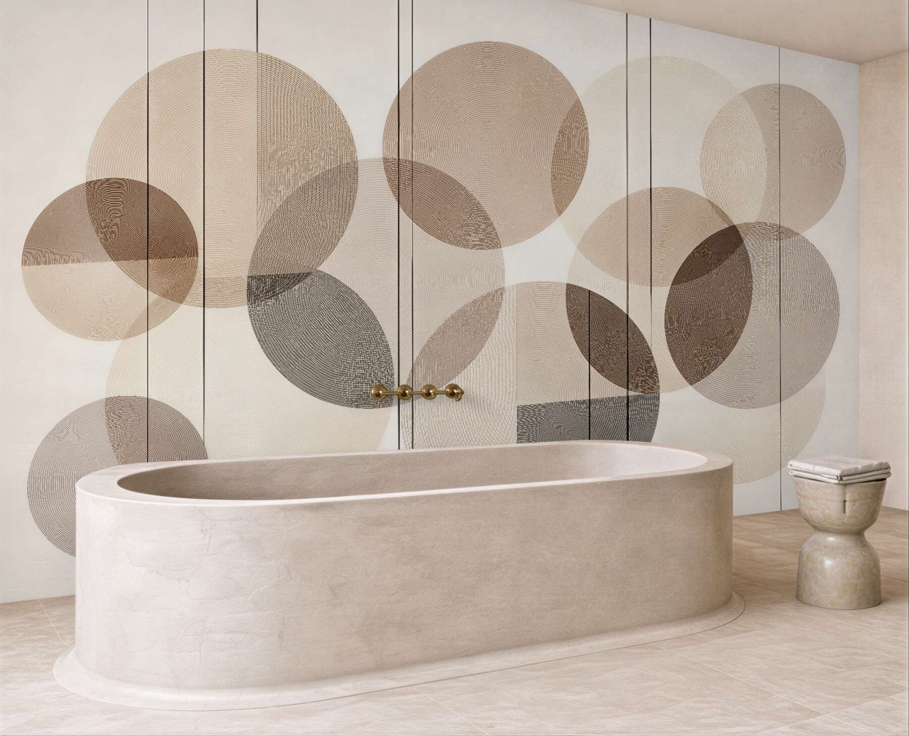 Fototapeten Beige Kreise in moderner Harmonie