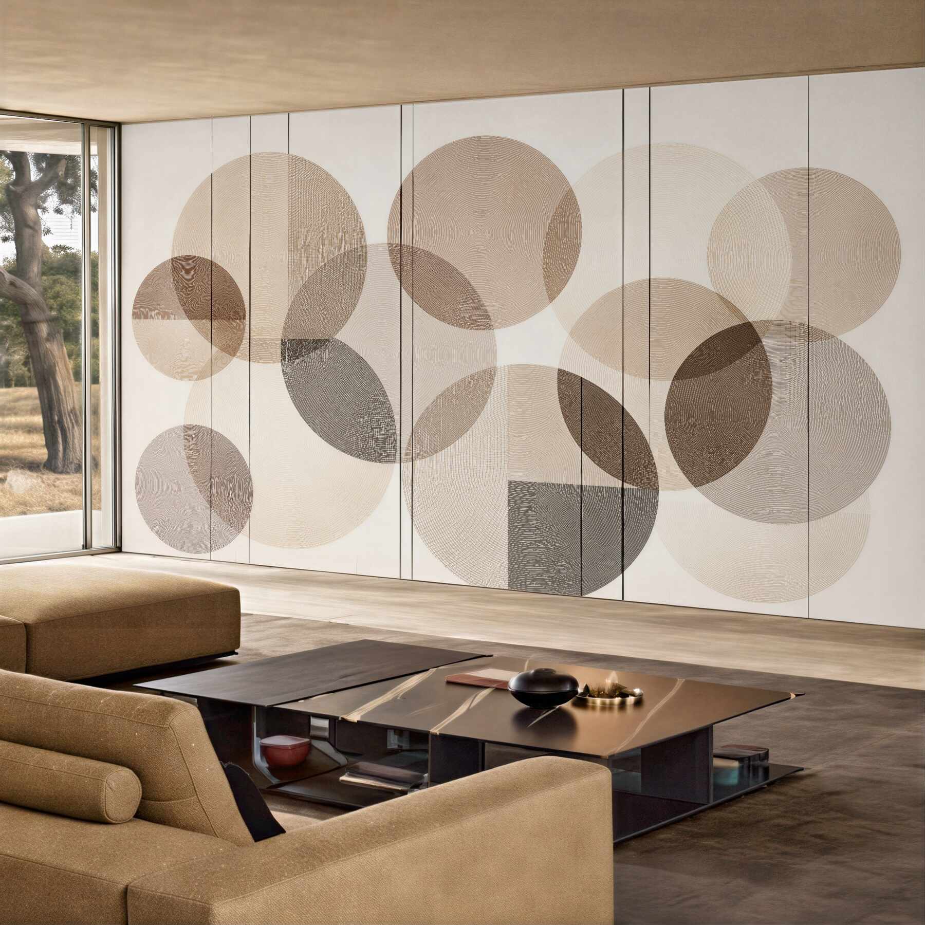 Fototapeten Beige Kreise in moderner Harmonie