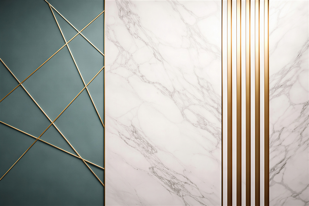 Fototapeten Marmor und goldene Linien im Glamour-Stil