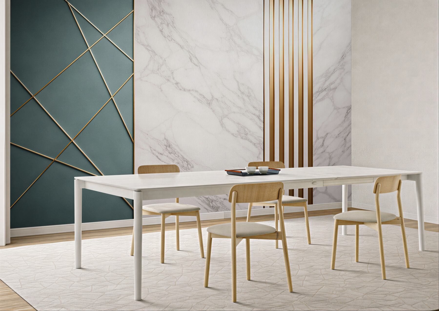 Fototapeten Marmor und goldene Linien im Glamour-Stil