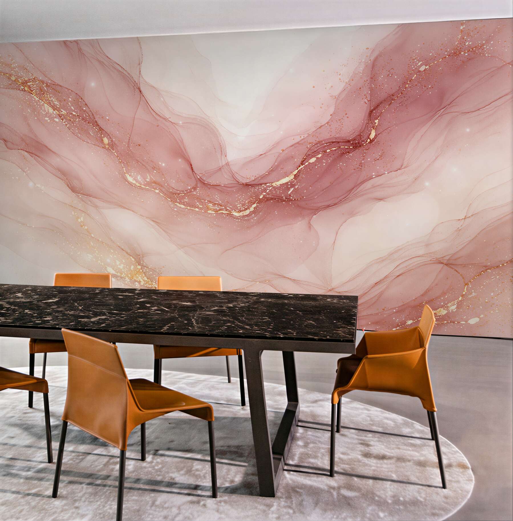 Fototapeten Rosa Abstraktion mit goldenem Schimmer