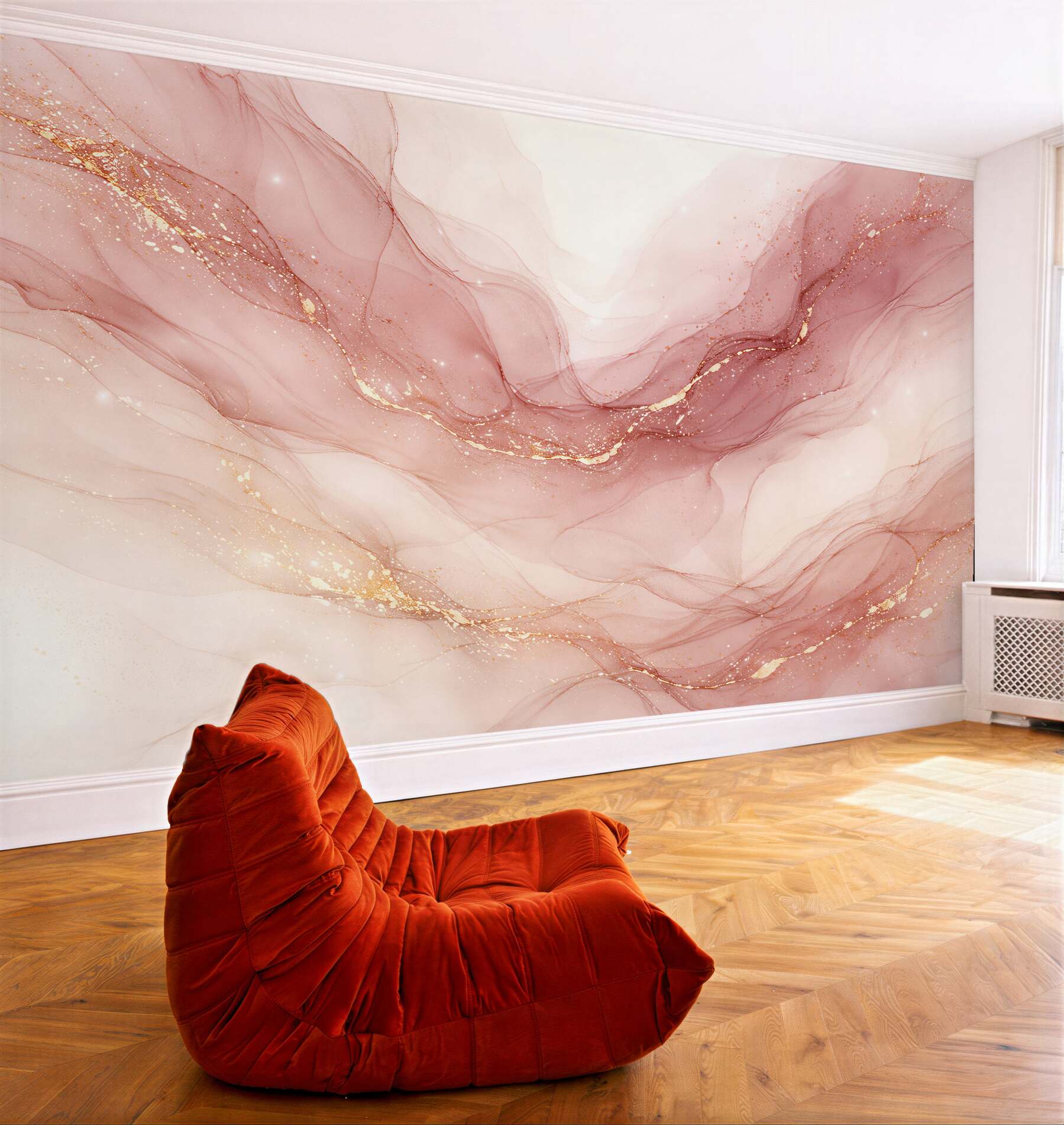 Fototapeten Rosa Abstraktion mit goldenem Schimmer