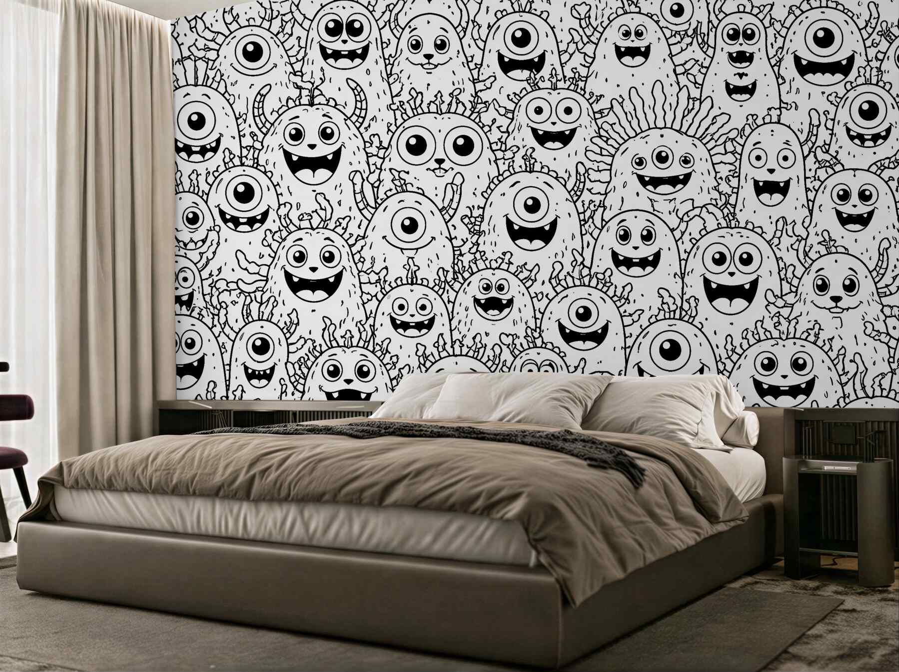 Fototapeten Fröhliche Monster zum Ausmalen