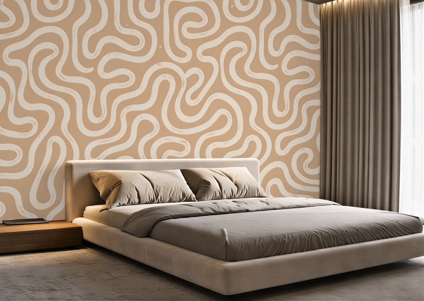 Fototapeten Beige abstrakte Retro-Linien