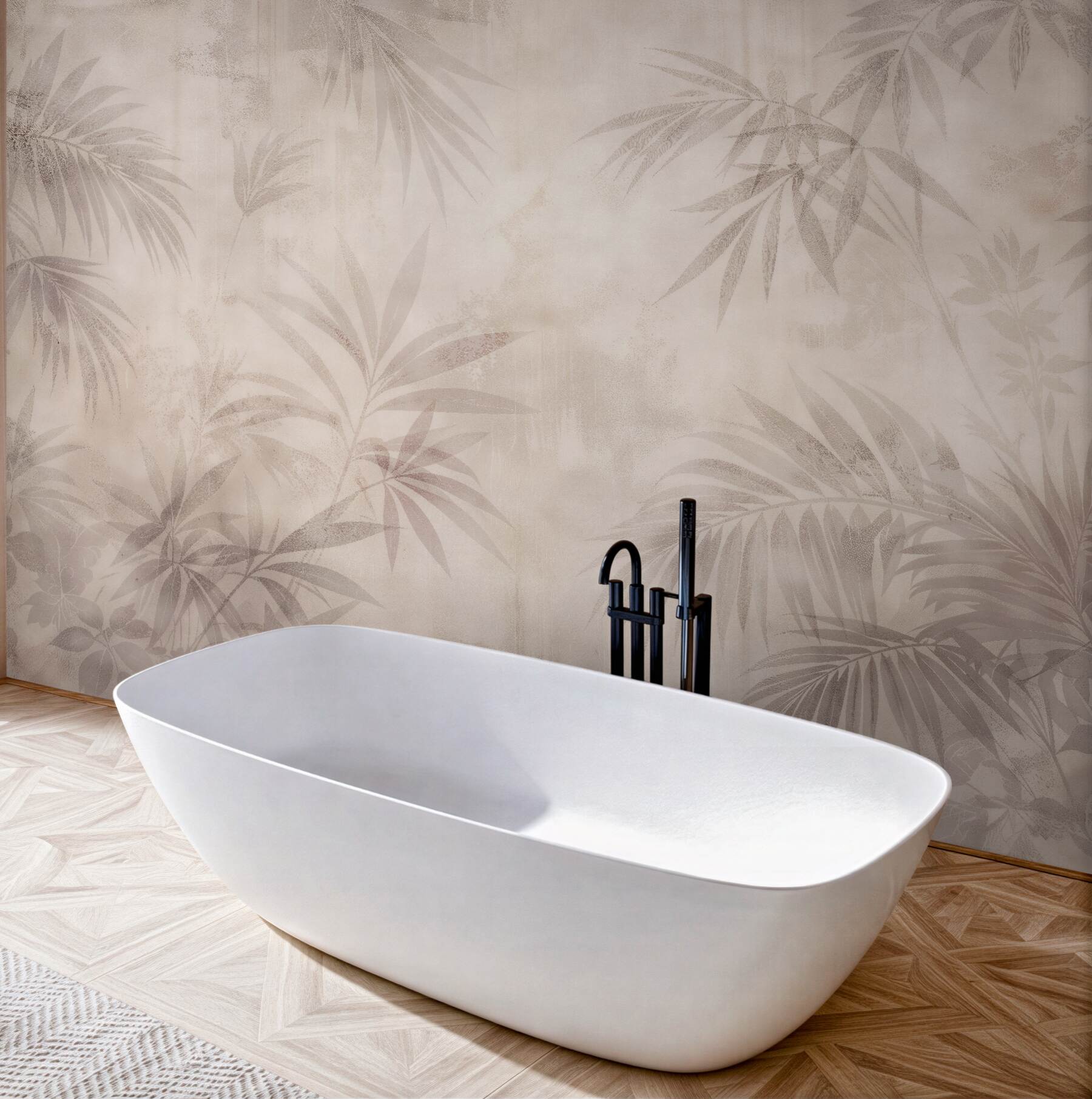 Fototapeten Beige tropische Blätter