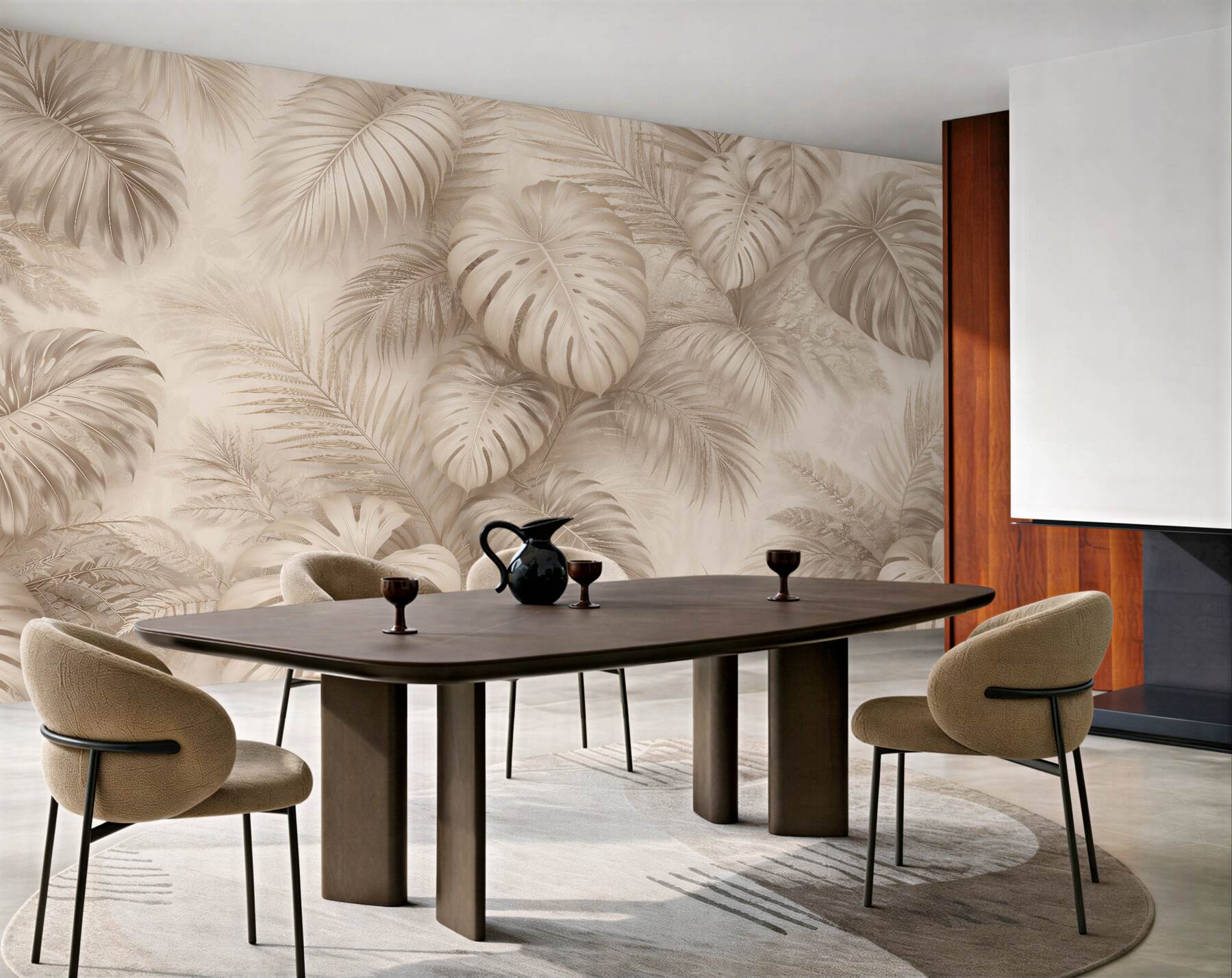 Fototapeten Beige Blätter tropischer Eleganz