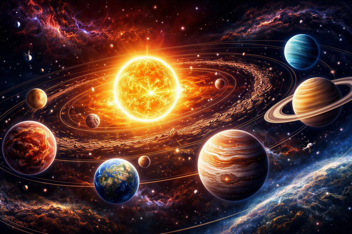 Fototapeten Kosmischer Tanz der Planeten